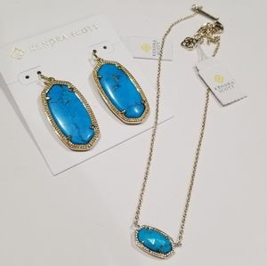 Rare Aqua Howlite Elle Earrings & Elisa Necklace